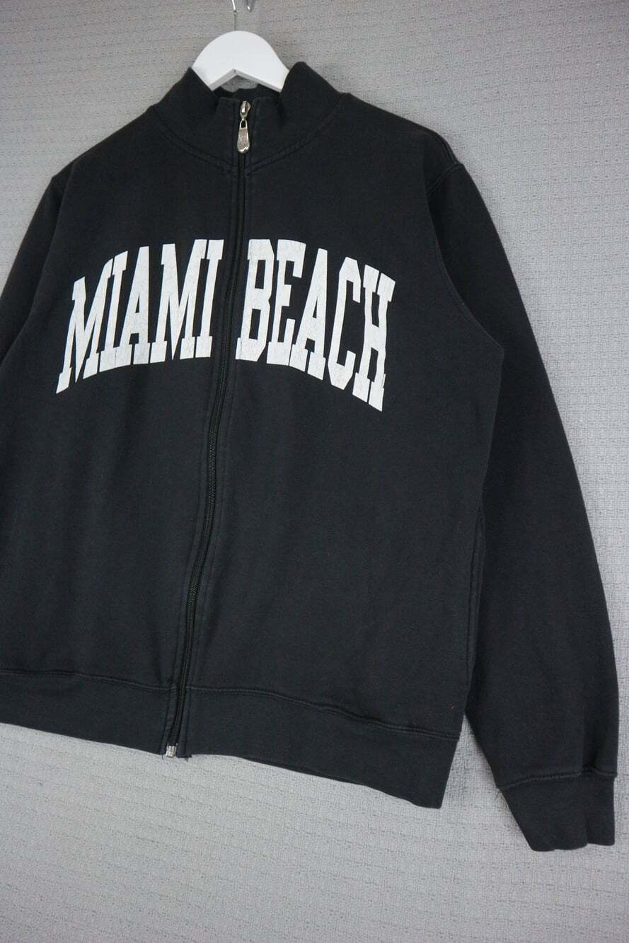 Miami Beach Florida Track Zip Up Jacket Cotton Mens Medium Y2K - Picture 4 of 7
